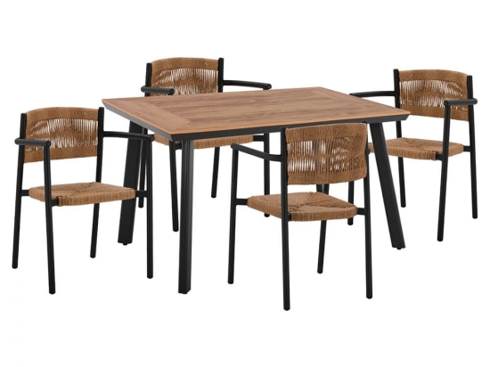 Τραπεζαρία Κήπου (Σετ 5Τμχ) HM11430 120x80x72,5cm Anthracite-Natural 4 Θέσεων