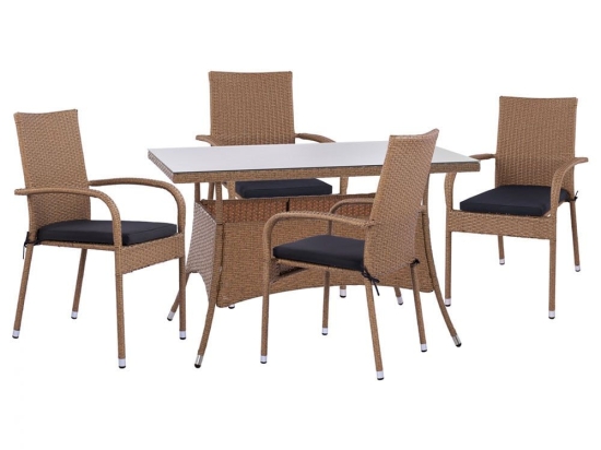 Τραπεζαρία Κήπου (Σετ 5Τμχ) HM11711.32 120x70x75cm Beige-Brown 4 Θέσεων