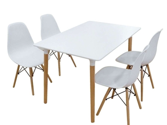 Σετ Τραπεζαρίας Loft (Σετ 5Τμχ) 20.9902 120x80x72cm White 4 Θέσεων Ξύλο,Πολυπροπυλένιο