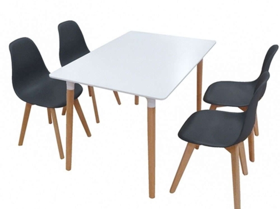 Σετ Τραπεζαρίας Loft Plus (Σετ 5τμχ) 20.9905 120x80x72cm White-Black 4 Θέσεων Ξύλο,Πολυπροπυλένιο
