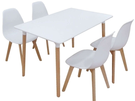 Σετ Τραπεζαρίας Loft Plus (Σετ 5Τμχ) 20.9904 120x80x72cm White Randy Zita Plus 4 Θέσεων