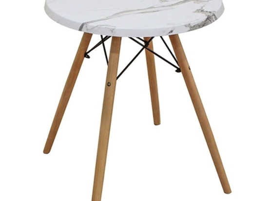 Τραπέζι Randy Marble Carraca 08.0011.1 Φ60x69cm White Werzalit,Ξύλο