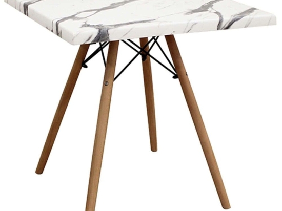 Τραπέζι Randy Marble Carraca 08.0014.1 70x70x69cm White Werzalit,Ξύλο
