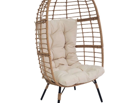 Πολυθρόνα Φωλιά HM5869.01 76x67x145cm Rattan Πόδια Black-Beige