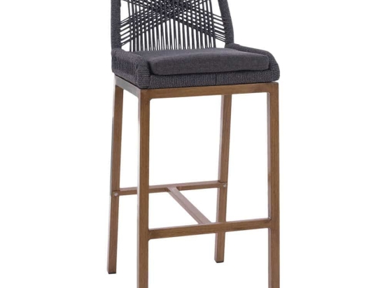 Σκαμπό Μπαρ HM5791.12 Με Γκρι Σχοινί 46x53x100cm Beige