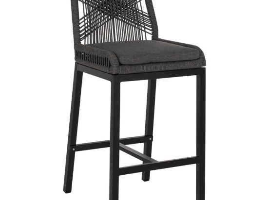 Σκαμπό Μπαρ HM5791.13 Με Γκρι Σχοινί 46x55x103cm Black