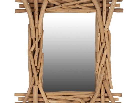 Καθρέπτης HM9372 100x80cm Από Μασίφ Ξύλο Τeak Natural Ξύλο,Γυαλί