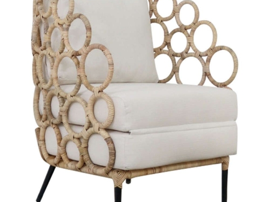 Πολυθρόνα HM9341 60x75x81cm Rattan-Μέταλλο Natural Rattan, Μέταλλο
