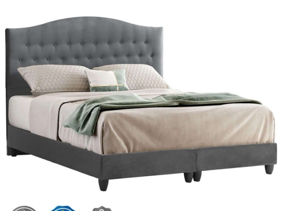 Κρεβάτι Malena HM638.10 Για Στρώμα 150x200cm Grey Διπλό Βελούδο