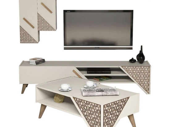 Σύνθεση Σαλονιού (Σετ 2Τμχ) HM11849.03 Cream-Walnut