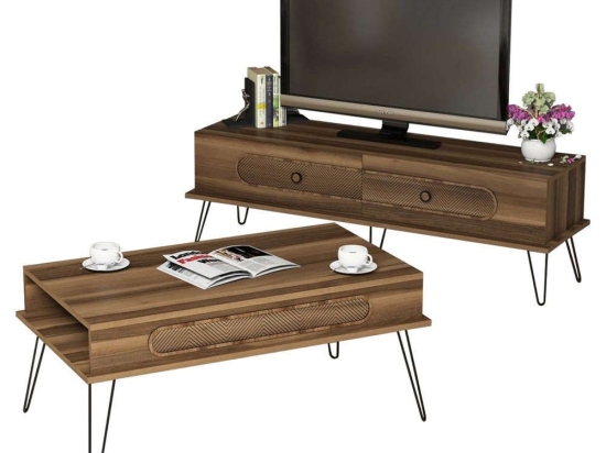 Σύνθεση Σαλονιού  (Σετ 2Τμχ) HM11851.03 Walnut Μελαμίνη