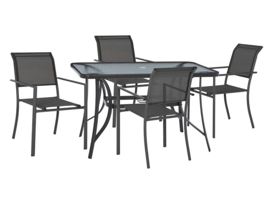Τραπεζαρία (Σετ 5Τμχ) HM11822 120x70cm Grey 4 Θέσεων