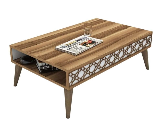 Τραπέζι Σαλονιού HM9499.04 105x60x36,6cm Walnut-White Μελαμίνη