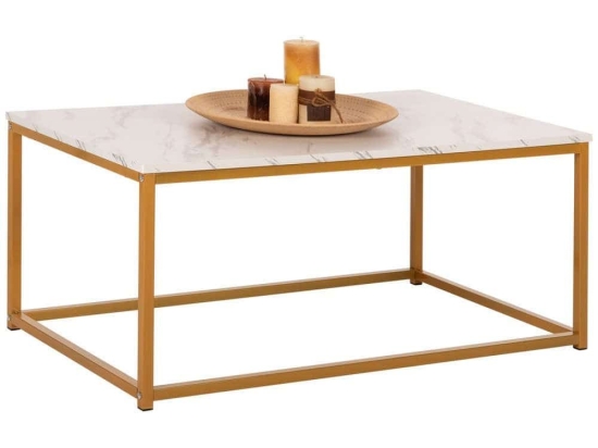 Τραπέζι Σαλονιού Saffron HM8975.11 95x55x43,5cm Gold-White Μελαμίνη,Μέταλλο