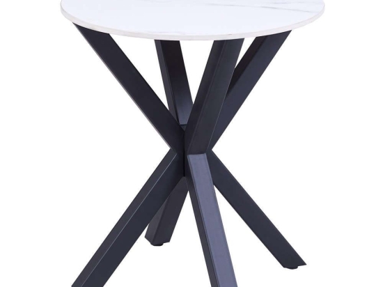 Τραπεζάκι Βοηθητικό Στρογγυλό HM9473.06 Φ50x55cm Με Μαύρη Μεταλλική Βάση Marble White Μέταλλο, Κεραμικό
