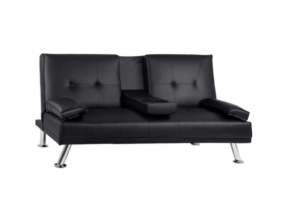 Καναπές - Κρεβάτι Benin HM3157.01 165x76,5x79cm Και Πτυσσόμενο Μπράτσο Black Μέταλλο,Τεχνόδερμα