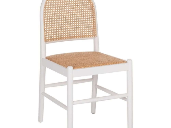 Καρέκλα HM9407.03 43x50x87cm Από Οξιά Rattan White-Beige Rattan,Ξύλο