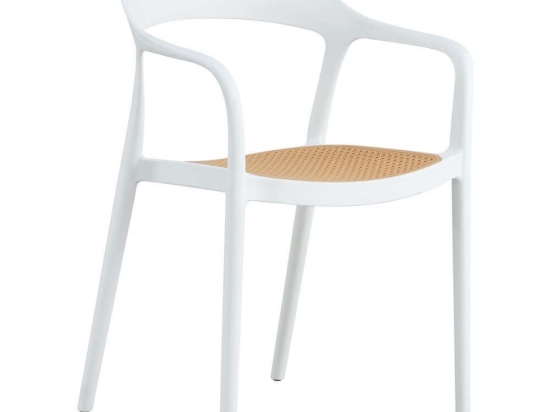Πολυθρόνα HM5935.01 Με Μπράτσα 57x53x81cm Ψάθα Beige-White