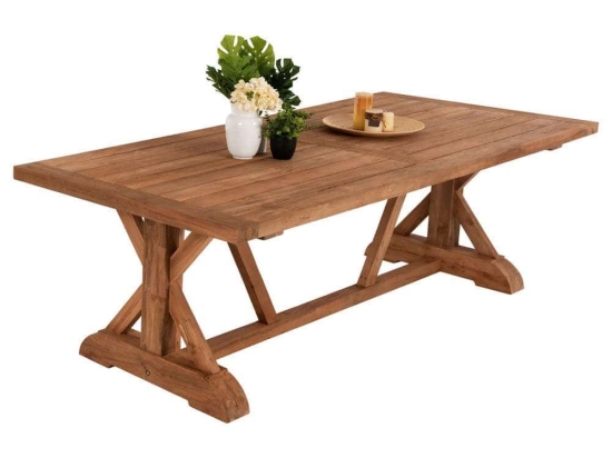 Τραπέζι Τραπεζαρίας Kronos HM9535 Χιαστί Πόδια 200x90x75cm Από Ξύλο Teak Natural Ξύλο