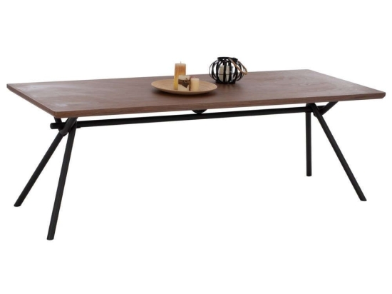 Τραπέζι Τραπεζαρίας HM9303.02 Ρουστίκ Στυλ 220x90x75cm Walnut-Black Mdf,Μέταλλο