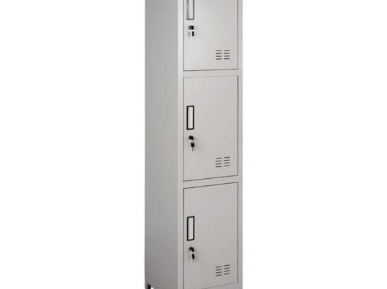 Φοριαμός HM11130 Με 3 Ντουλάπια, Κλειδαριά & Πόδια 38x45x195cm Μεταλλικός Grey