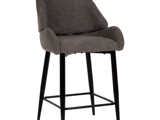 Σκαμπό Μπαρ HM8586.01 55x62x105cm Μεσαίου Ύψους Με Μπουκλέ Ύφασμα Grey Μέταλλο,Ύφασμα