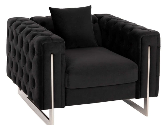 Πολυθρόνα Τ.Chesterfield Mobar HM3261.04 99x86,5x77cm Πόδια Μεταλλικά & Βελούδο Black Βελούδο, Μέταλλο