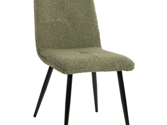 Καρέκλα Shelly HM8590.03 48x64x87cm Με Μαύρα Μεταλλικά Πόδια & Ύφασμα Teddy Mint Μέταλλο,Ύφασμα