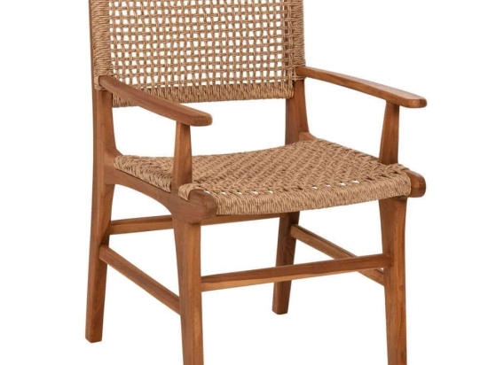 Πολυθρόνα Τραπεζαρίας Nesha HM9385.11 57x57x86cm Από Μασίφ Ξύλο Teak Σχοινί Natural-Beige Ξύλο,Σχοινί
