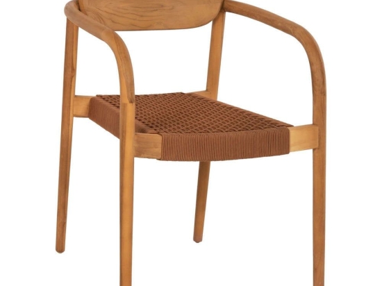 Πολυθρόνα Oslo HM9636.01 55x54x80cm Ξύλο-Σχοινί Teak-Brown Ξύλο,Σχοινί