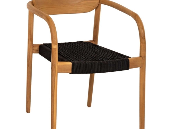 Πολυθρόνα Oslo HM9636.02 55x54x80cm Ξύλο-Σχοινί Teak-Black Ξύλο,Σχοινί