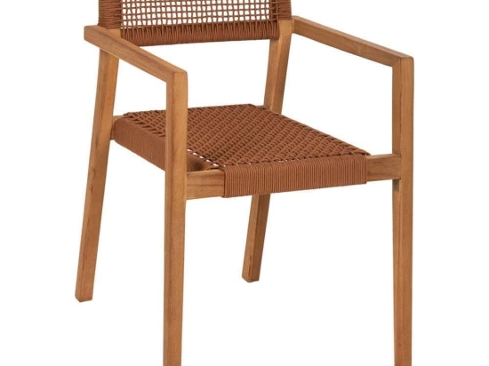 Πολυθρόνα Charlotte HM9637.01 59x54x83cm Ξύλο-Σχοινί Teak-Brown Ξύλο,Σχοινί