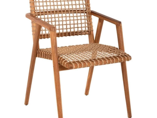 Πολυθρόνα Vaya HM9823 53,5x60,5x85cm Με Συνθετικό Σχοινί Από Ξύλο Natural-Teak Ξύλο,Σχοινί