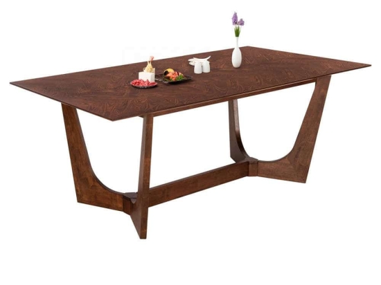 Τραπέζι Τραπεζαρίας Rimer HM9742 220x100x75cm Με Καπλαμά Φράξινου Ξύλου Mdf Walnut Mdf