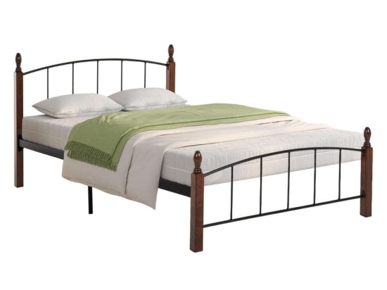 Κρεβάτι Makai HM668 Για Στρώμα 120x200cm Μέταλλο & Ξύλο Walnut Ημίδιπλο Μέταλλο,Ξύλο