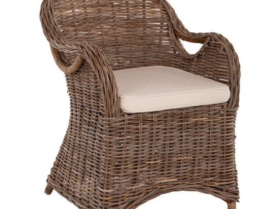 Πολυθρόνα Keyla HM9536 Με Μαξιλάρι 63x65x87cm Rattan Brown-Ecru