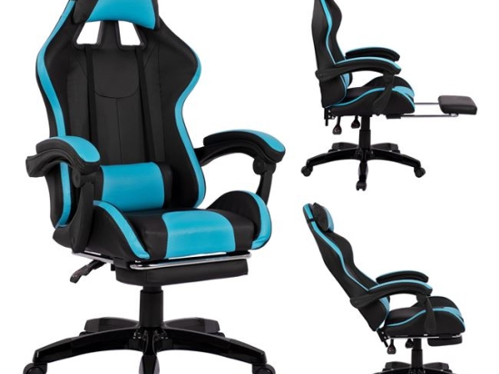 ΠΟΛΥΘΡΟΝΑ GAMING NYLA ΜΕ ΥΠΟΠΟΔΙΟ HM1132.08 ΣΕ ΧΡΩΜΑ ΜΑΥΡΟ-ΓΑΛΑΖΙΟ 68Χ66-100Χ122 ΕΚ
