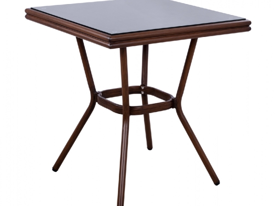 ΤΡΑΠΕΖΙ ΑΛΟΥΜΙΝΙΟΥ HARLOW 70X70X76  BAMBOO LOOK HM5568.03 ΚΑΦΕ ΜΕ ΓΥΑΛΙ