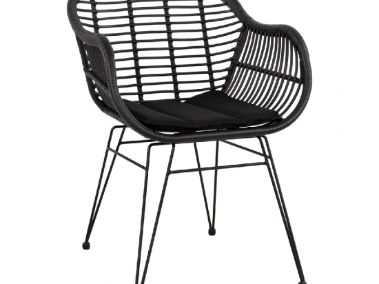 ΠΟΛΥΘΡΟΝΑ ΜΕ ΜΑΞΙΛΑΡΙ ΜΕΤΑΛΛΙΚΗ ALLEGRA HM5450.02 ΜΕ WICKER ΜΑΥΡΟ ΧΡΩΜΑ 58x59x82 εκ.