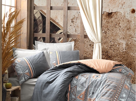 Κουβερλί Παιδικό Caves (Σετ 2τμχ) Grey-Coral Madi Μονό 170x240cm 100% Βαμβάκι