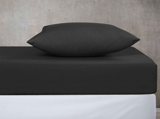 Σεντόνι Με Λάστιχο Monochrome Anthracite Madi Μονό 100x230cm 100% Βαμβάκι