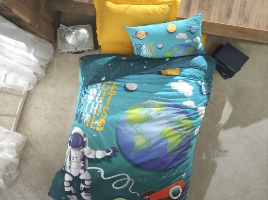 Κουβερλί Παιδικό Space (Σετ 2τμχ) Ciel-Multi Madi Μονό 220x240cm 100% Βαμβάκι