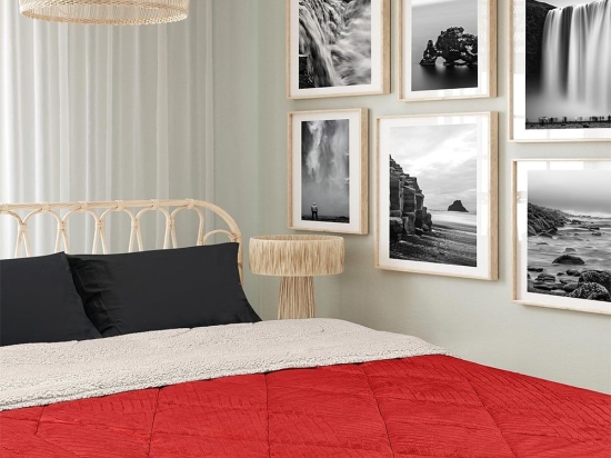 Κουβερτοπάπλωμα Chill Red-Beige Madi Υπέρδιπλο 220x240cm Flannel
