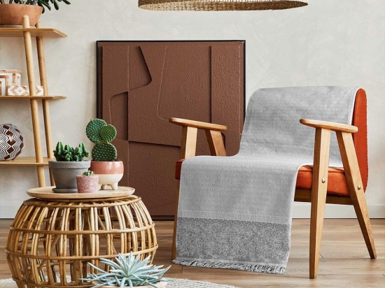 Ριχτάρι Blumen Grey Madi Πολυθρόνα 170x180cm 100% Βαμβάκι