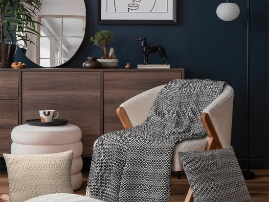Ριχτάρι Herhaling Anthracite Madi Διθέσιο 190x250cm 100% Βαμβάκι