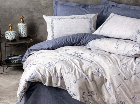 Πάπλωμα Blom (Σετ 3τμχ) Grey-Blue Madi Υπέρδιπλο 220x240cm 100% Βαμβάκι