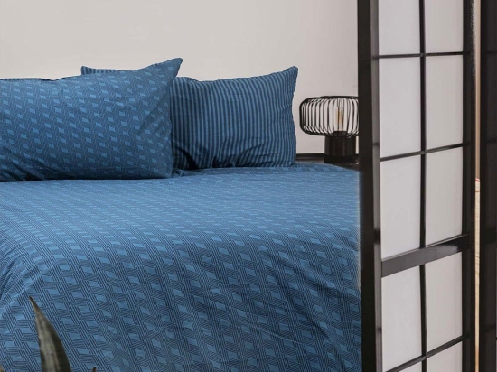 Παπλωματοθήκη Torus (Σετ 3μχ) Petrol Madi Υπέρδιπλο 220x240cm Βαμβάκι-Πολυέστερ