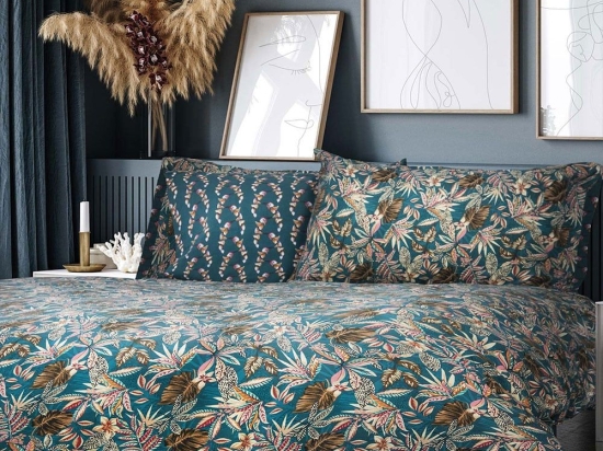 Παπλωματοθήκη Wild (Σετ 3μχ) Petrol Madi Υπέρδιπλο 220x240cm Βαμβάκι-Πολυέστερ