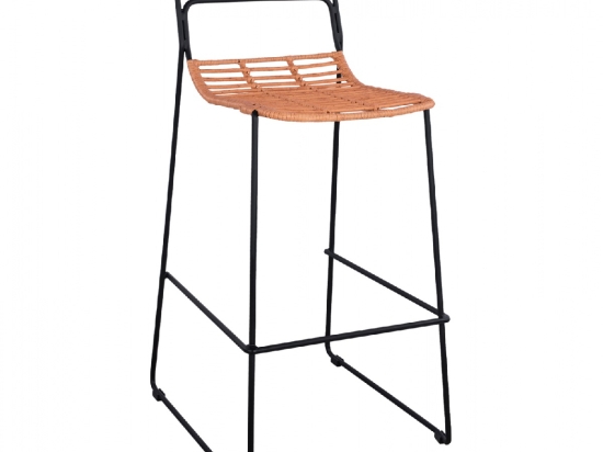 ΣΚΑΜΠΟ ΜΕΤΑΛΛΙΚΟ ALLEGRA HM5642 ΜΕ WICKER ΣΕ ΜΠΕΖ ΑΠΟΧΡΩΣΗ 48x53x100 εκ.