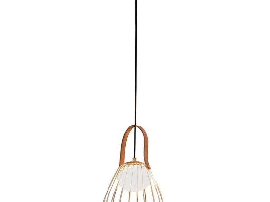Φωτιστικό Οροφής D180 Levik 4195500 Gold Viokef Μέταλλο, Δέρμα